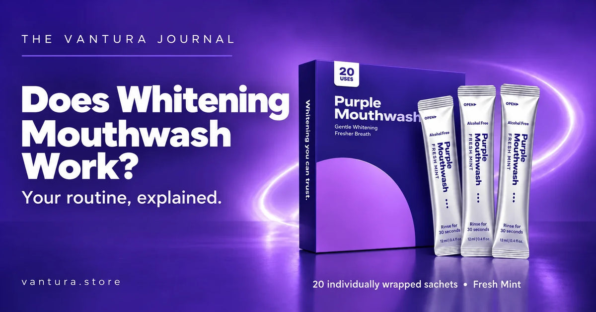 Does Whitening Mouthwash Work? — mint fresh breath mouthwash featured in the Vantura Journal.