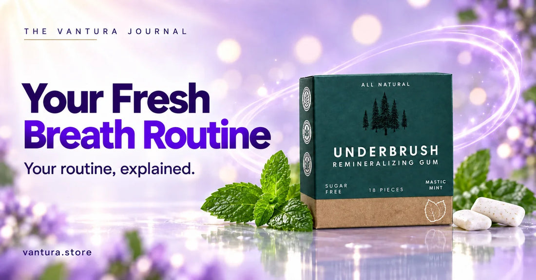 Your Fresh Breath Routine — remineralizing probiotic gum featured in the Vantura Journal.