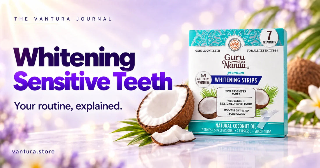 Whitening Sensitive Teeth — coconut oil whitening strips featured in the Vantura Journal.