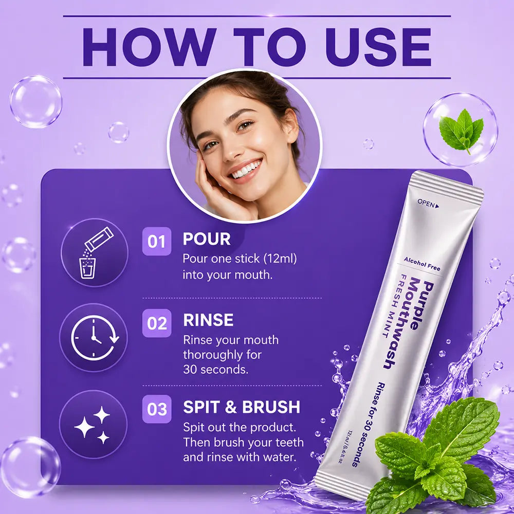 How to use Purple Mouthwash sachets
