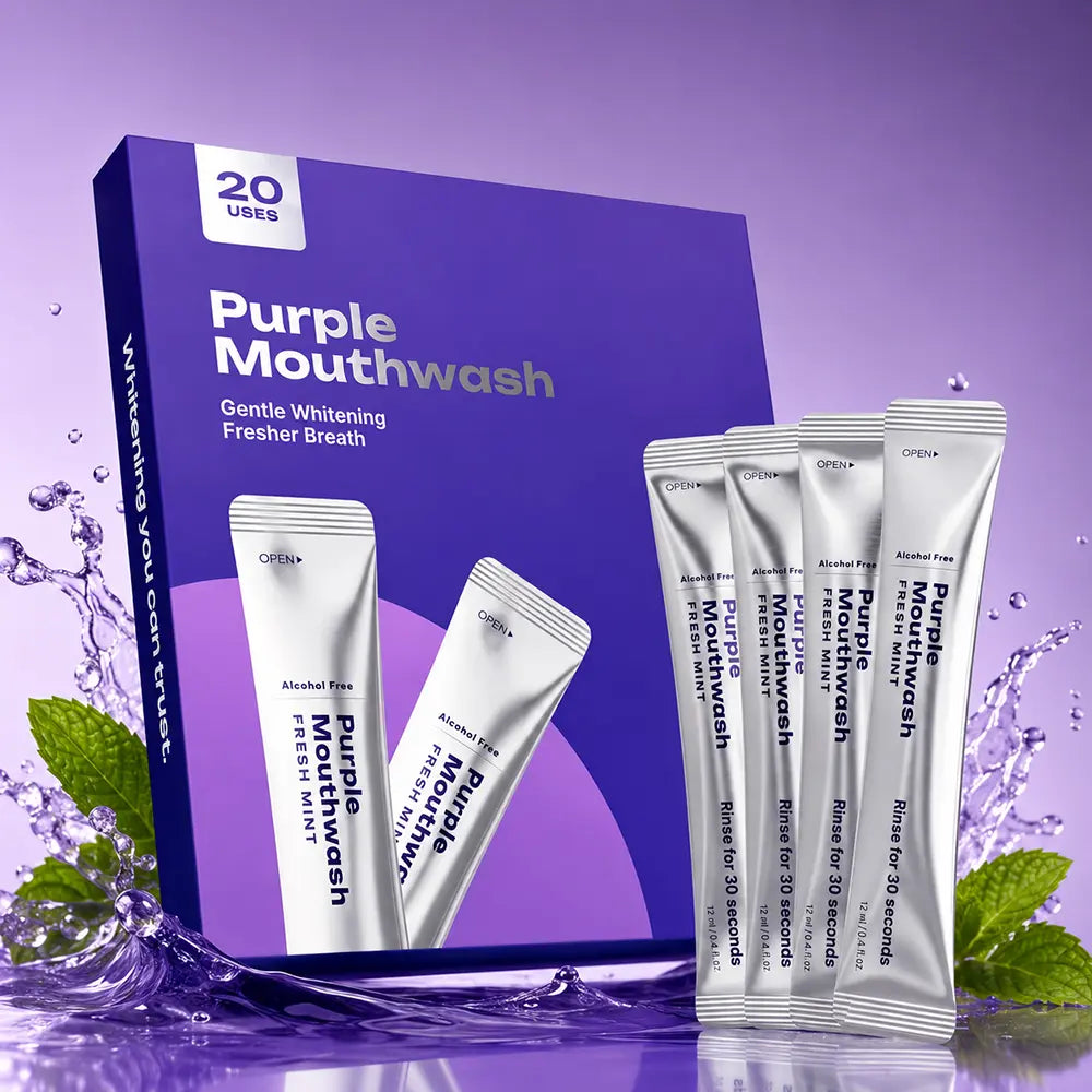 Purple Mouthwash colour-correcting rinse sachets