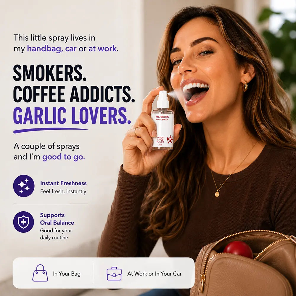 smokers, coffee addicts, garlic lovers, fresh breath spray