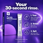 How to use Vantura Purple Mouthwash: tear one sachet, swish for 30 seconds, spit out and rinse with water.