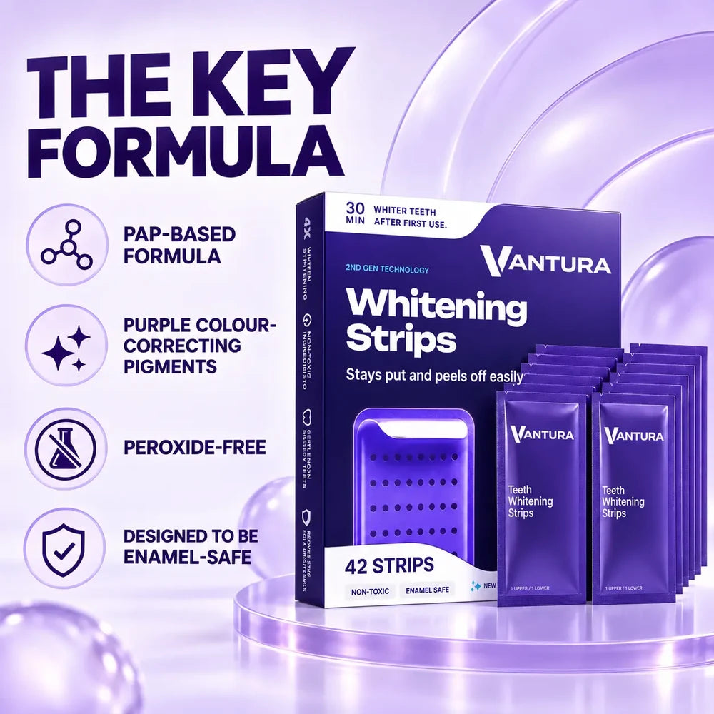 Vantura Purple Whitening Strips key formula and features