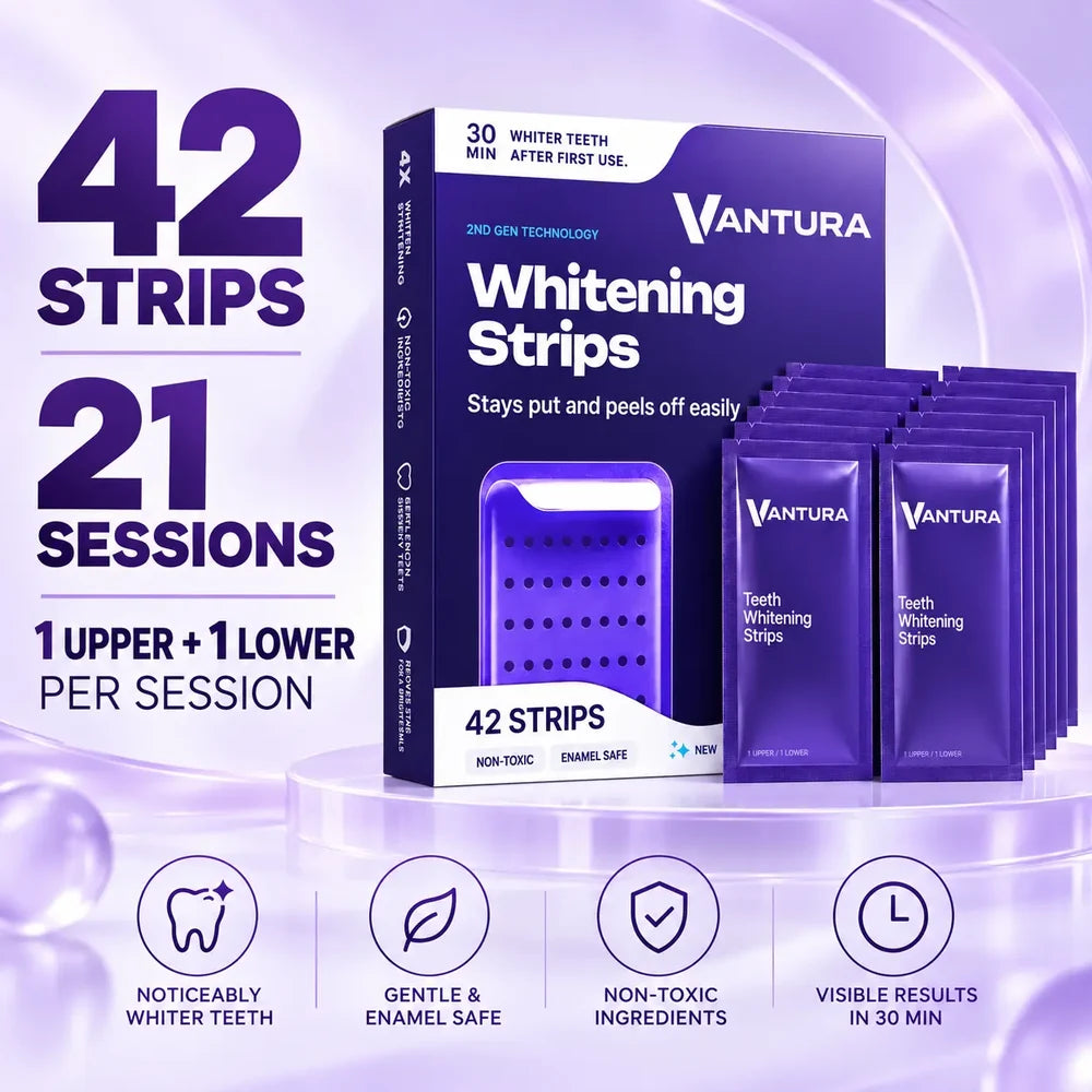 Vantura Purple Whitening Strips: 42 strips for 21 sessions