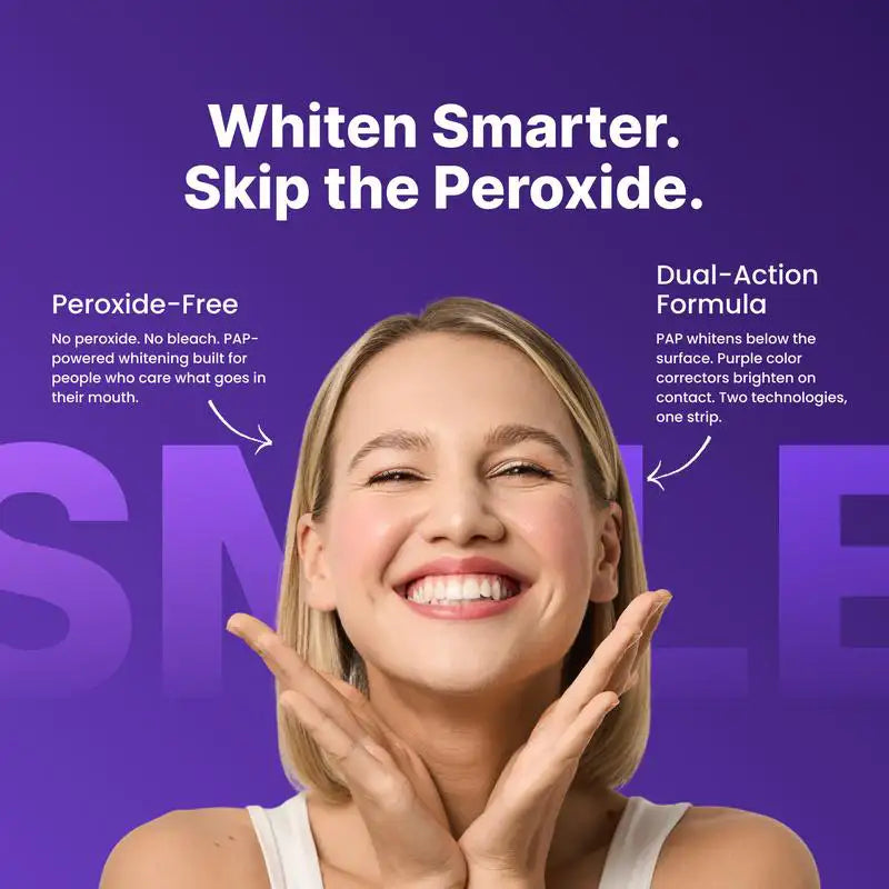 White smarter — peroxide-free teeth whitening with purple colour-correction technology