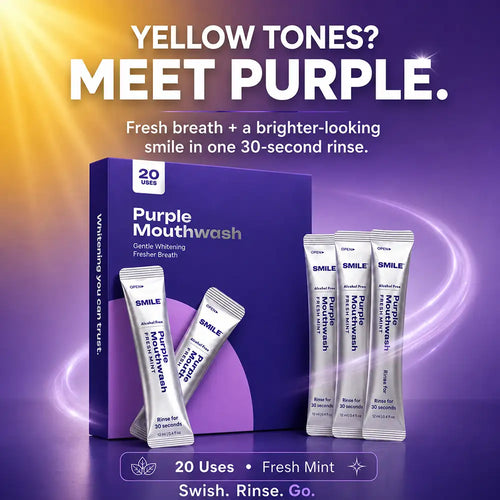 yellow tones meet yellow with purple mouth wash